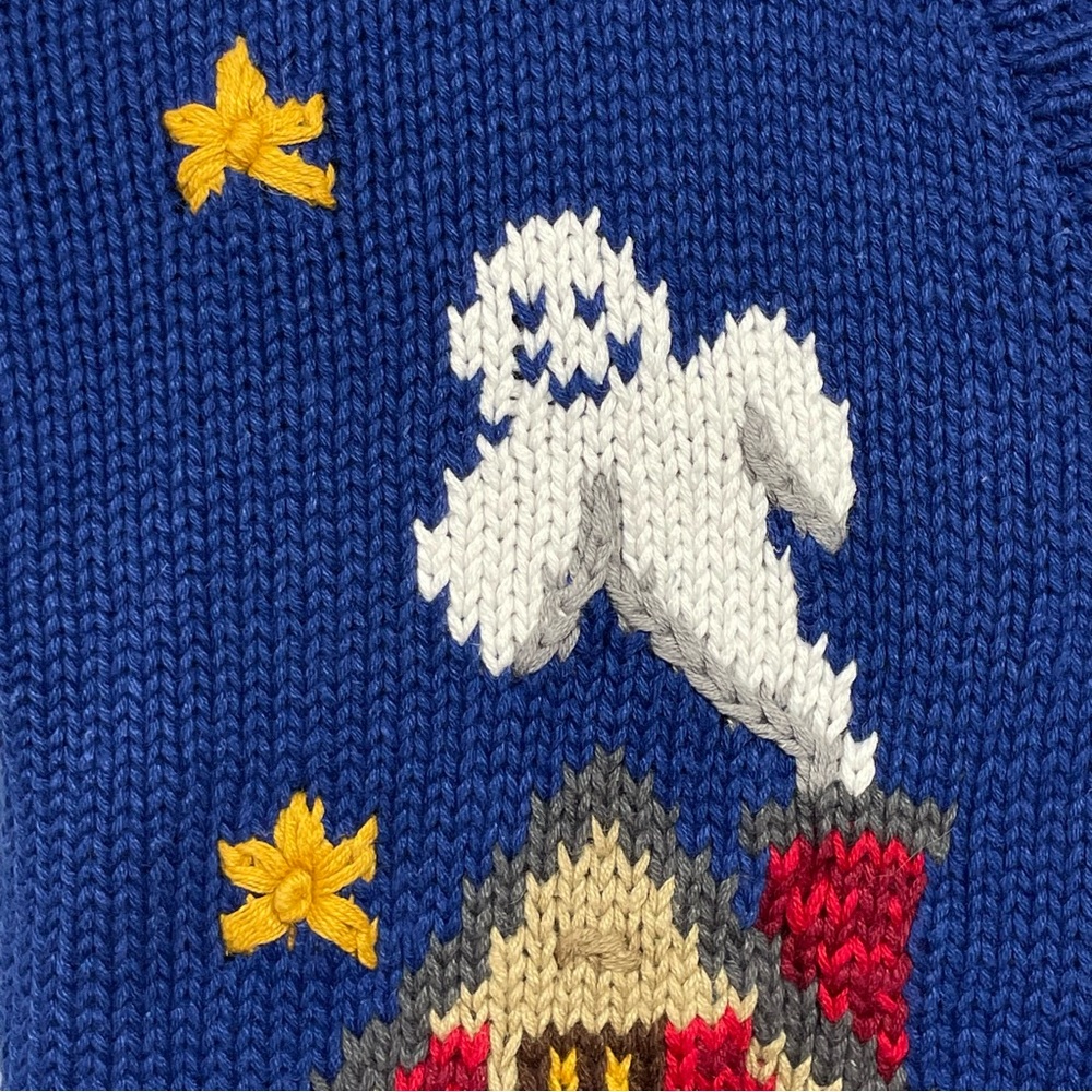 Vintage 90s Kids Hand Embroidered Chunky Halloween Cardigan Sweater Size 10/12 - Picture 7 of 15